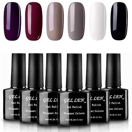 Gellen Classic Elegance Colors UV Gel Nail Polish Set, Pack of 6 Colors | Amazon (US)
