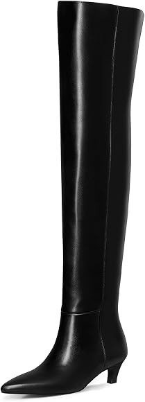 MUCCCUTE Thigh High Boots for Women Wide Calf Over The Knee Boots Sexy Pointed Toe Kitten Heel Lo... | Amazon (US)