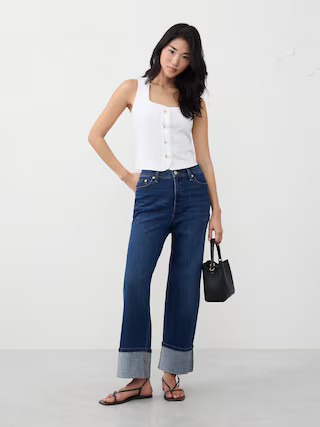 Linen-Blend Buttoned Top | Banana Republic Factory