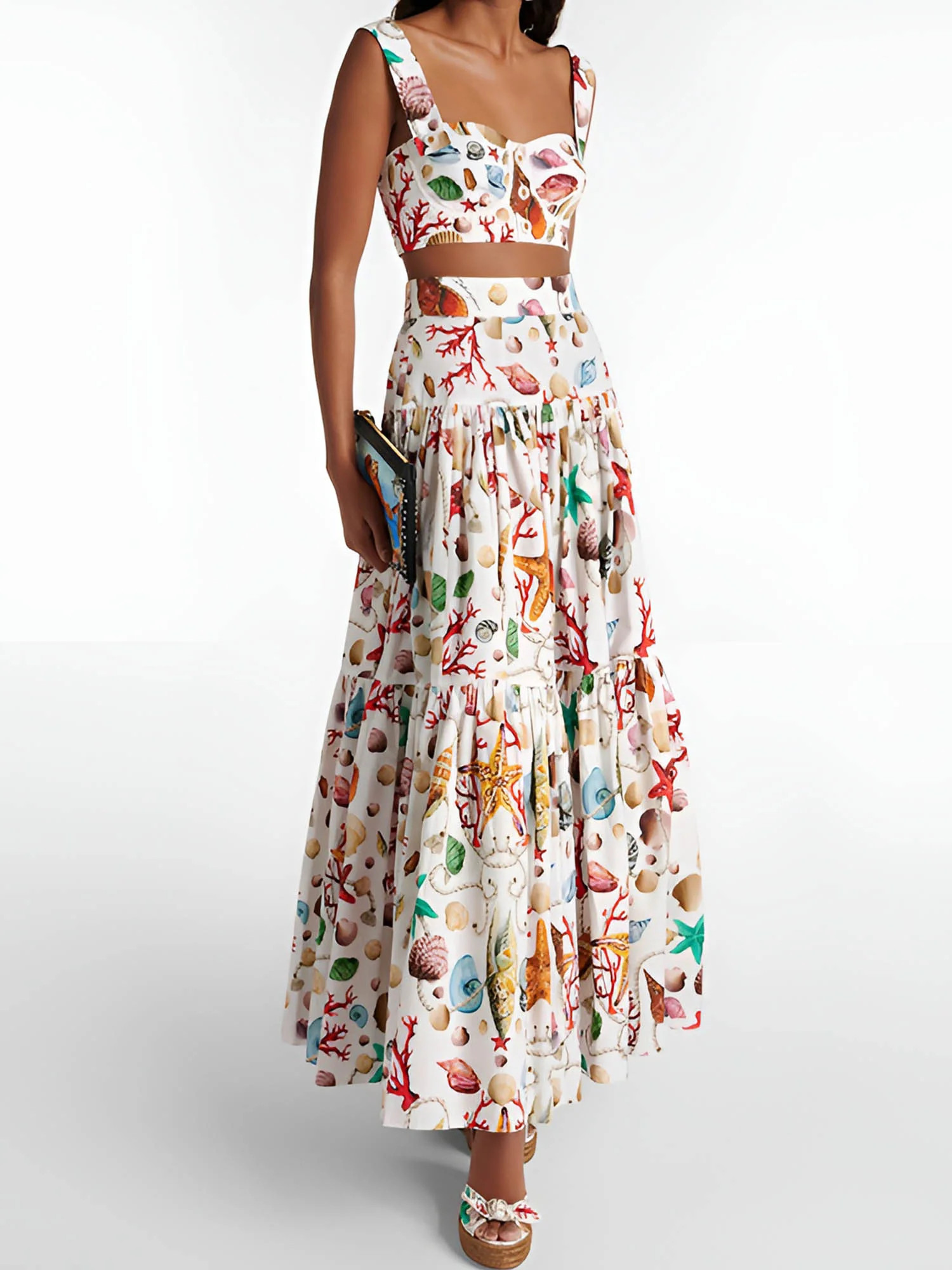 Printed Pleated Skirt Set | Commense