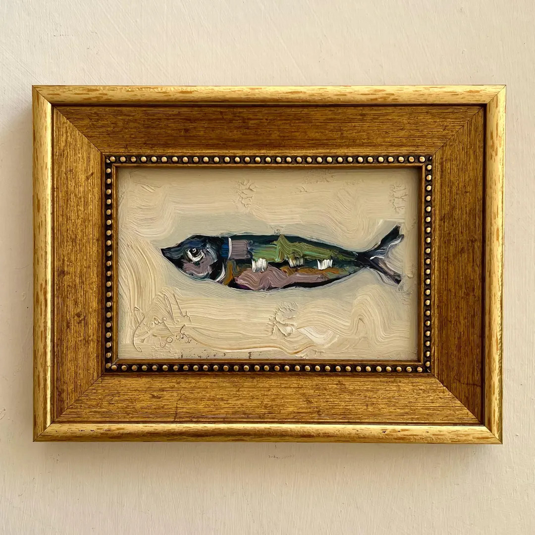 Sardine Oil Painting: Original Impasto Art, Framed Artwork - Etsy | Etsy (US)