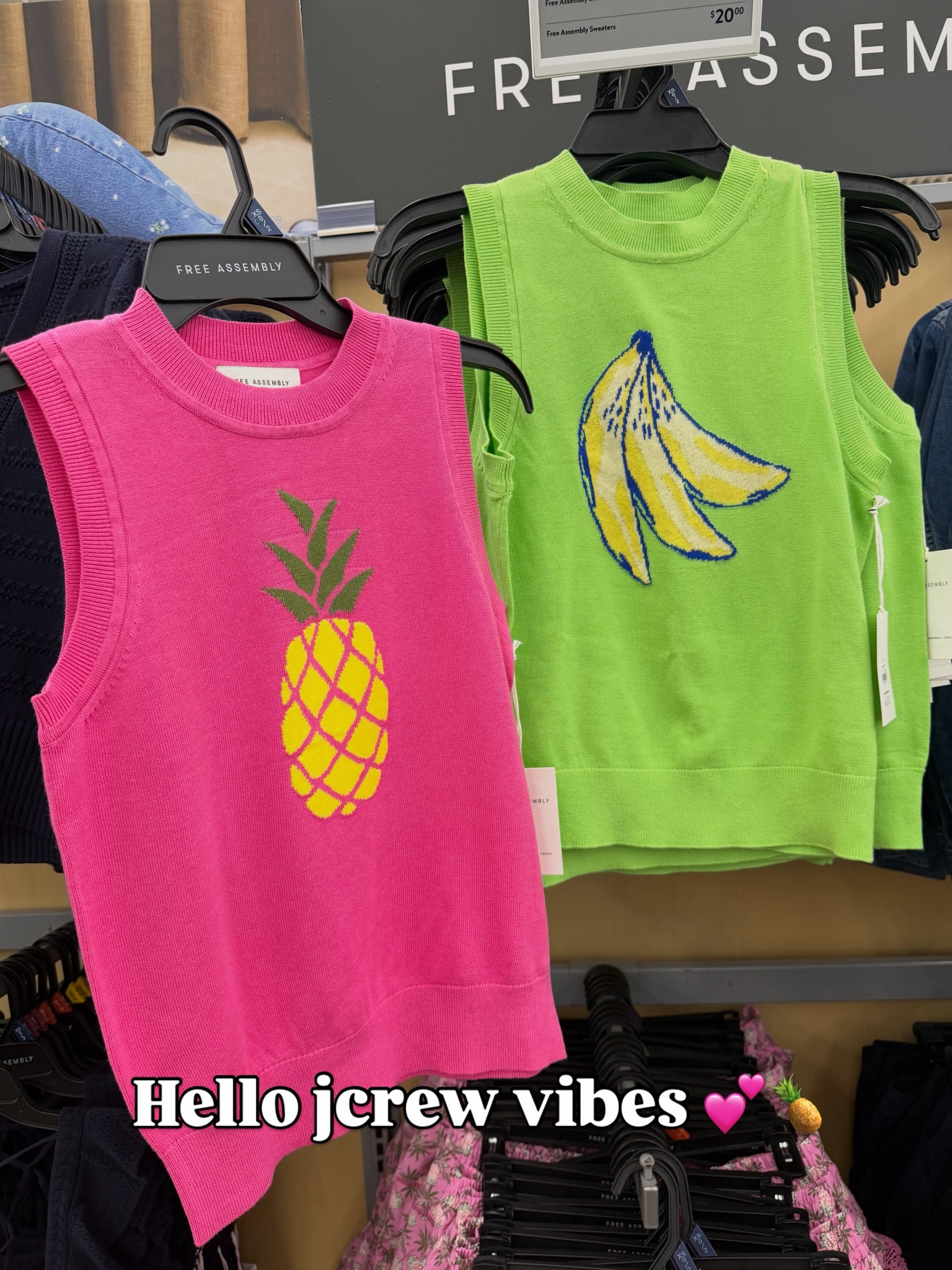 Pineapple and banana sweater knit sleeveless tops at Walmart #walmartfashion
