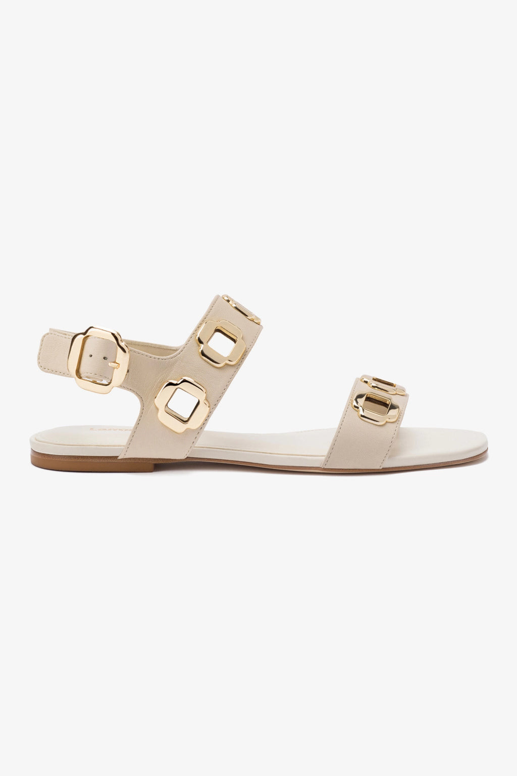 Milan Flat Sandal In Ivory Leather | Larroude