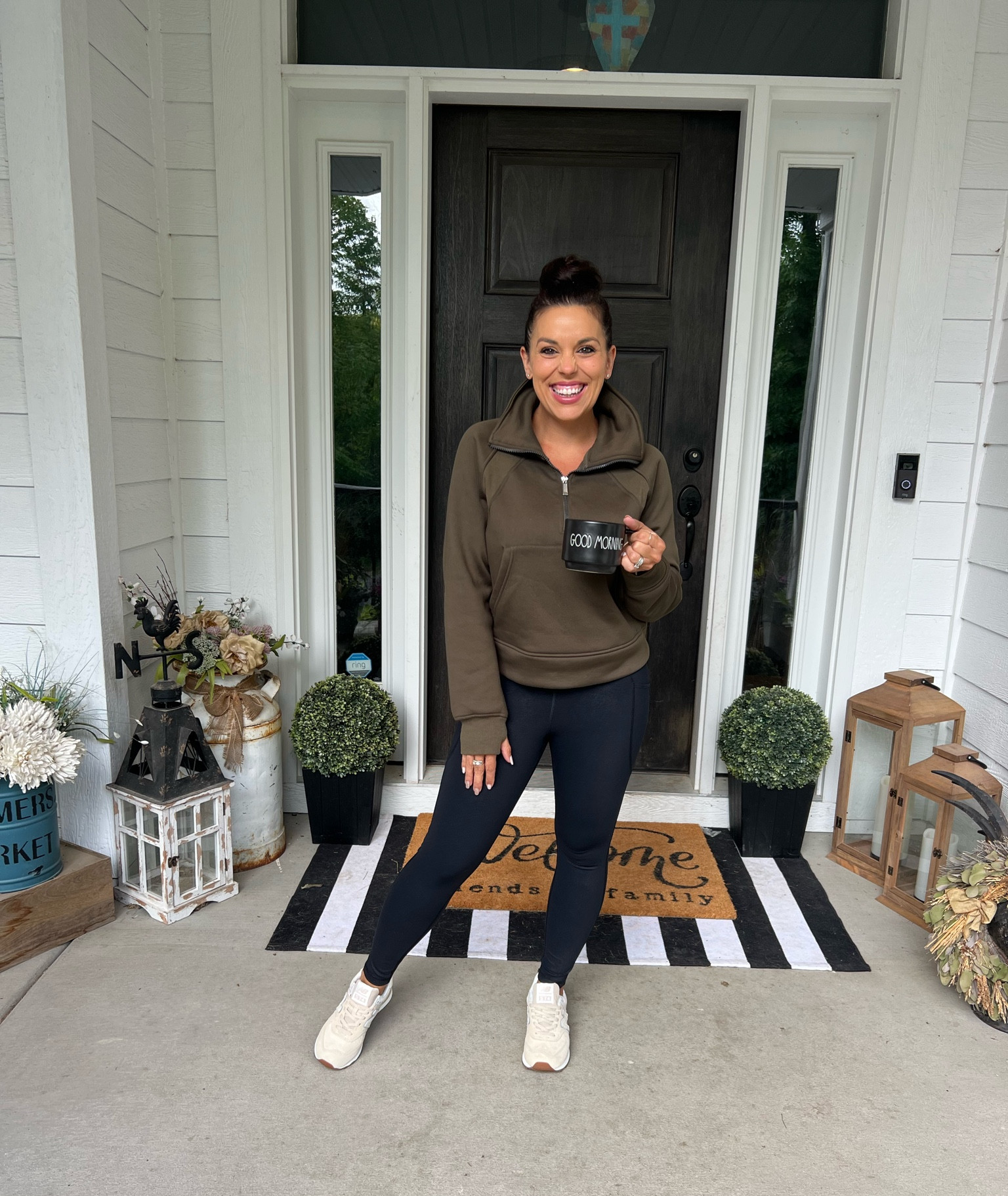 Give me all the comfy vibes today ✌🏻 one of my Favorite Amazon Lulu Dupe hoodies, Petite Yoga leggings these New Neutral New Balance sneakers are giving me all the feels 🥰 5ft, 120lbs wearing a size Small 

#LTKfindsunder50 #LTKshoecrush #LTKSeasonal