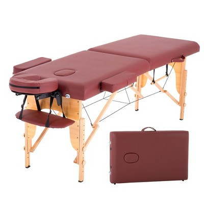 FDW Massage Bed 73 inch Long Height Adjustable Portable 2 Folding Massage Salon Table W/Sheet Cradle Bolsters Hanger Facial Salon Tattoo Bed,Burgundy | Target