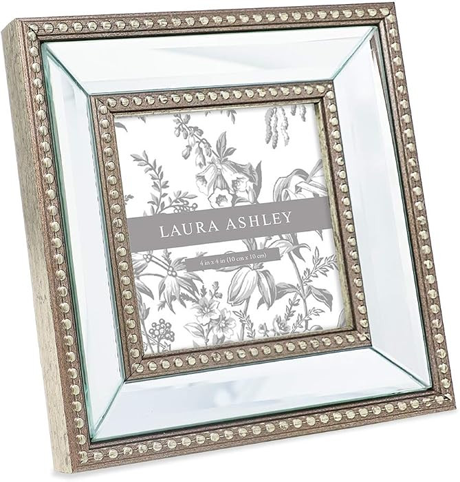 Laura Ashley 4x4 Champagne Mirror Bead Picture Frame, Classic Mirrored Frame with Beaded Border, ... | Amazon (US)