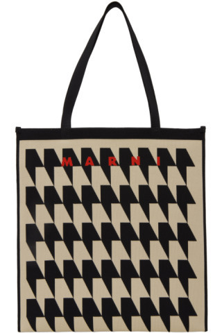Marni - Beige & Black Shopping Tote | SSENSE