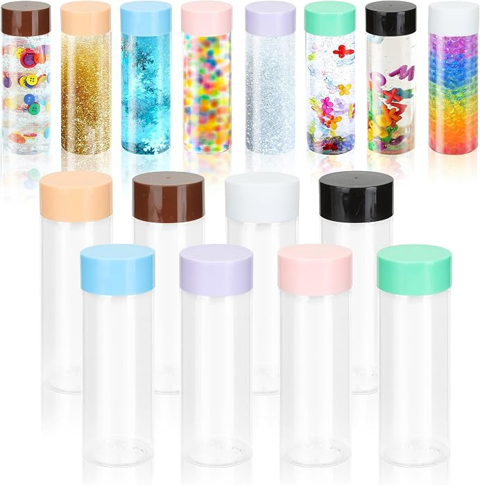 16 Pcs Sensory Bottles with Lids, 13.5 oz Leakproof Clear Plastic Water Bottles Reusable Empty fo... | Amazon (US)
