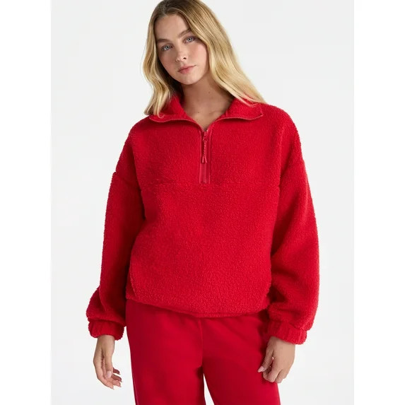 No Boundaries Plush Half-Zip Pullover, Women's and Plus | Walmart (US)