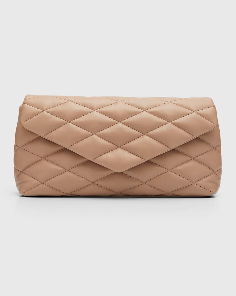 Saint Laurent Sade Puffy Large YSL Clutch Bag in Quilted Smooth Leather | Neiman Marcus