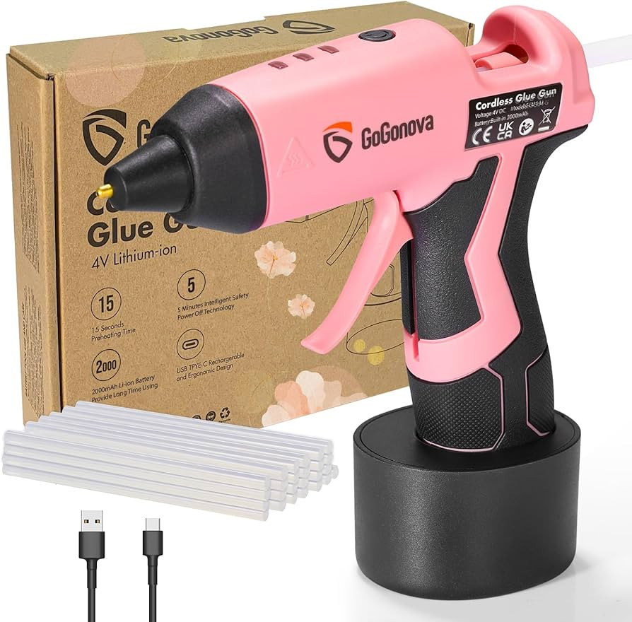 GoGonova Cordless Glue Gun, 15s Fast Preheating 2Ah Cordless Hot Glue Gun with 25 Pcs Premium Min... | Amazon (US)