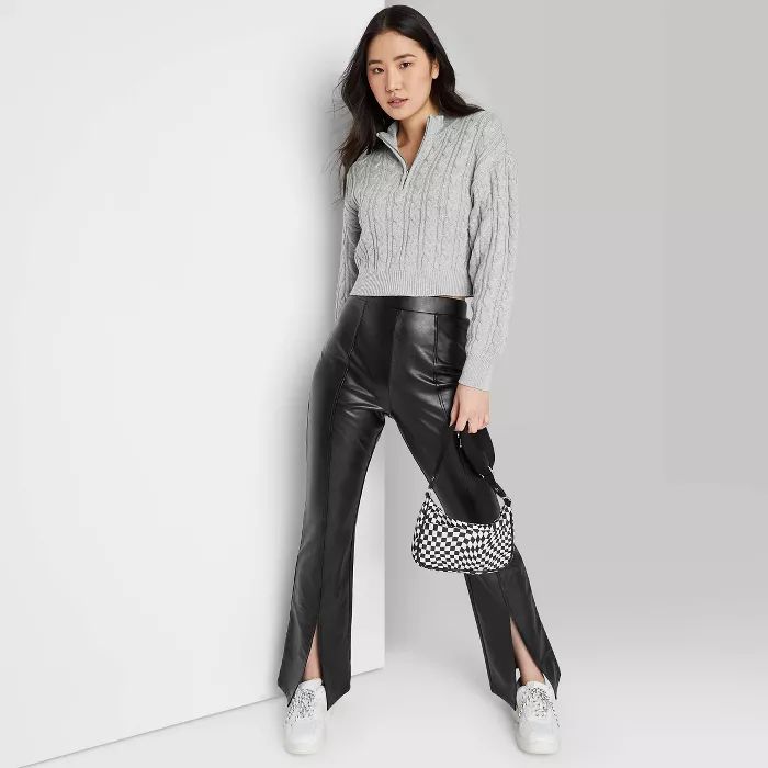 Women's Slit Front Faux Leather Flare Pants - Wild Fable™ | Target