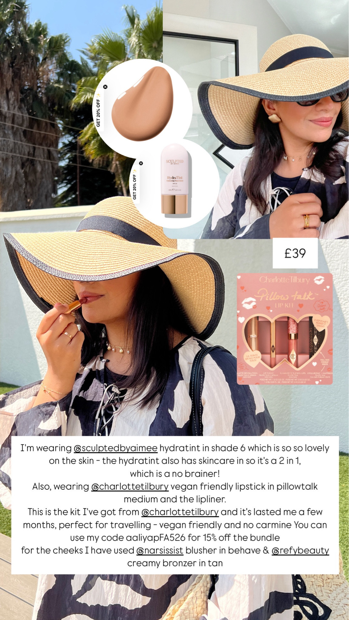 sculpted by aimee hydratint with skincare is what I used daily as a foundation on holiday - it's lightweight and buildable!

CT pillowtalk medium lipkit is my fave! use my code aaliyapFA526 for 15% off CT site 

for my cheeks I've used Nars behave blusher, refy creamy bronzer in tan 

primer I've used milk hydrogrip 

#LTKbeauty