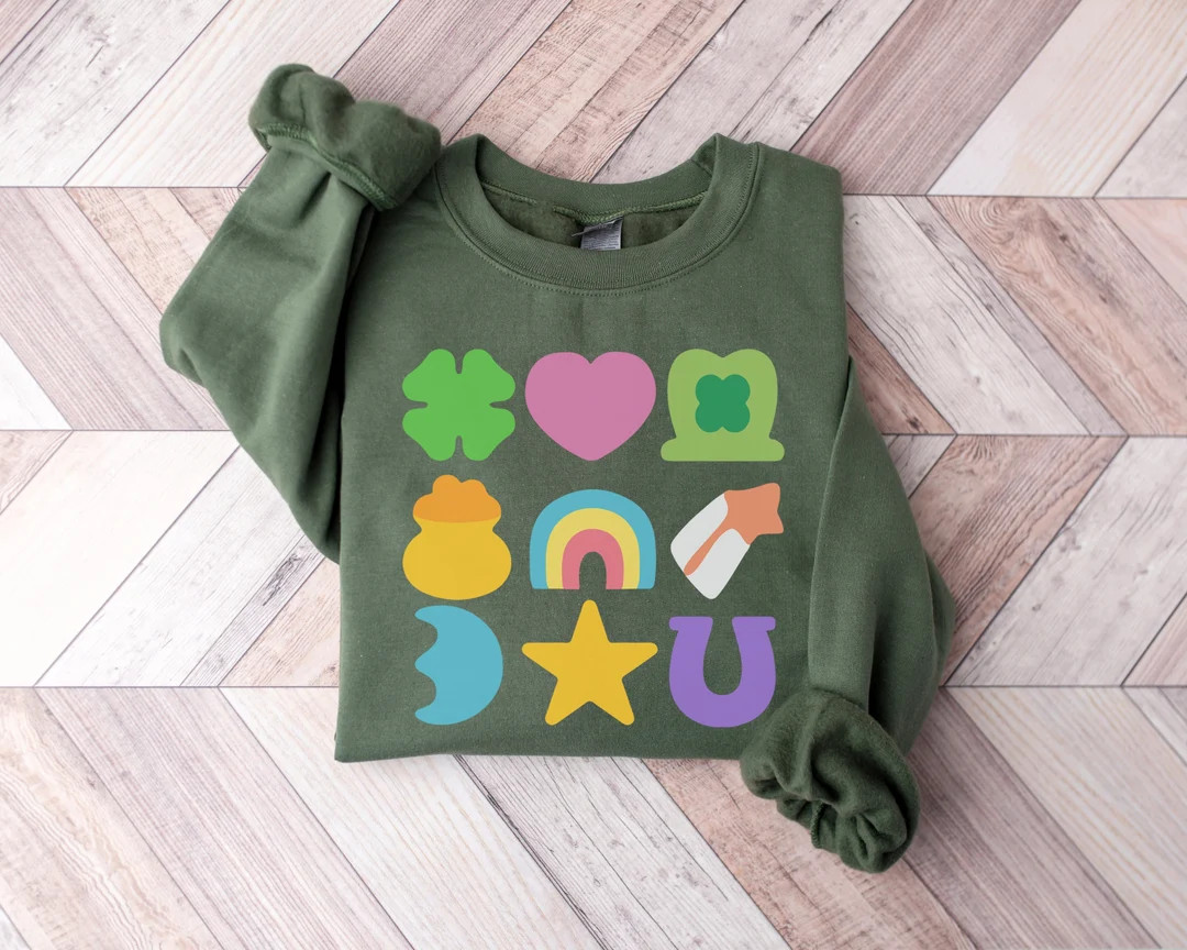 St Patricks Day Sweatshirt, Lucky Shirt, Lucky Charm Shirt, Saint Patrick's Day Apparel, St Patty... | Etsy (US)