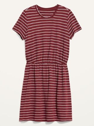 Striped Slub-Knit Waist-Defined T-Shirt Dress for Women | Old Navy (US)