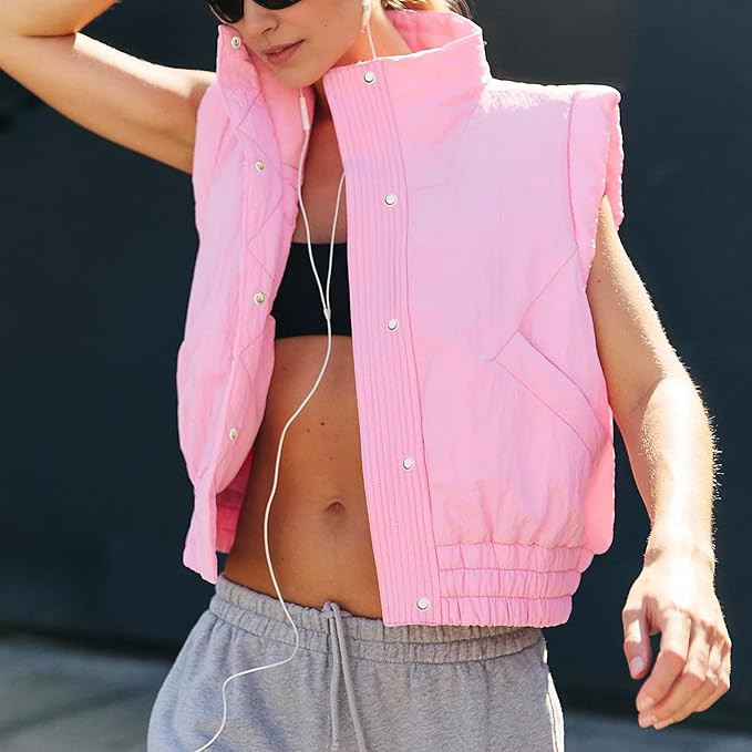 Songling Womens Cropped Puffer Vest High Neck Lightweight Mujer Quilted Puffy Vests Fall Jacket 2... | Amazon (US)