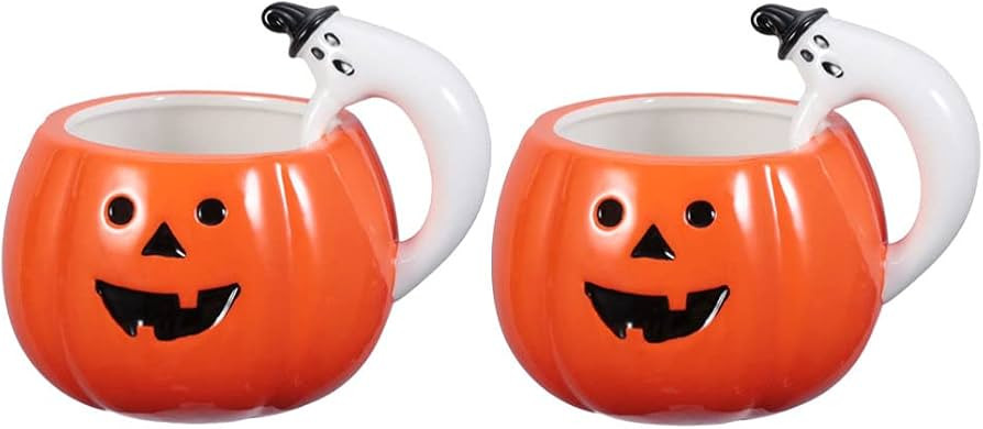 Luxshiny 2PCS Ceramic Pumpkin Shaped Coffee Mug, Halloween Pumpkin Mugs Milk Soup Cup Water Mug w... | Amazon (UK)