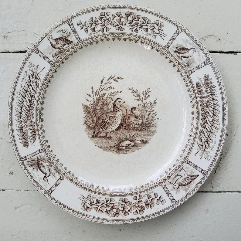 Quail Ironstone Transferware Brown Transferware Belmont - Etsy | Etsy (US)