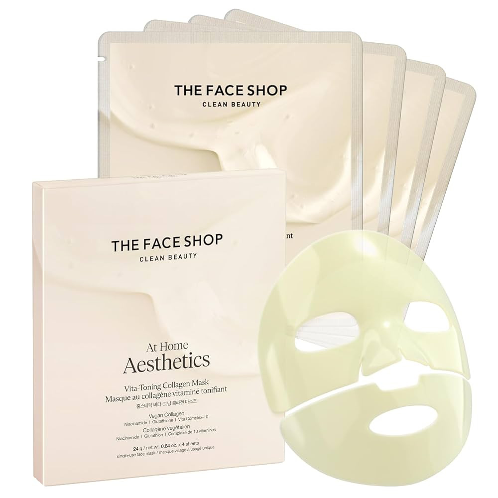THE FACE SHOP Vita-Toning Vegan Collagen Face Mask, Korean Glass Skin Essential, Hydrogel Mask fo... | Amazon (US)