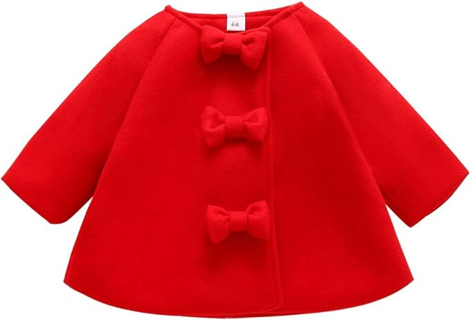 JEELLIGULAR Infant Toddler Kids Girls Clothes Thick Coat Bowknot Buttoned Jacket Baby Outerwear O... | Amazon (US)