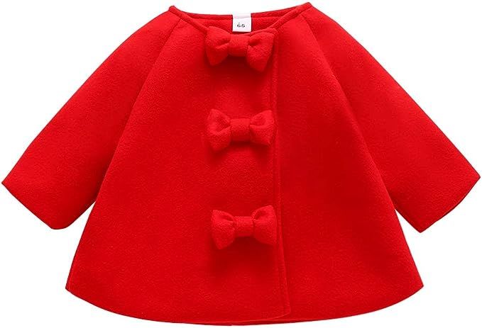 JEELLIGULAR Infant Toddler Kids Girls Clothes Thick Coat Bowknot Buttoned Jacket Baby Outerwear O... | Amazon (US)