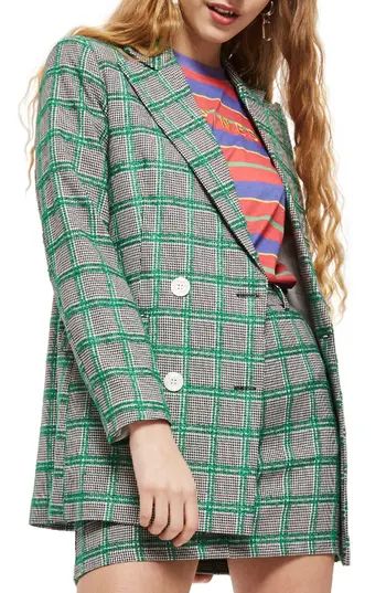 Women's Topshop Double Breasted Windowpane Plaid Jacket | Nordstrom