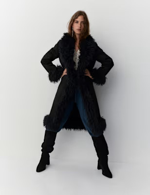 Faux Fur Trim Longline Coat | Marks and Spencer US