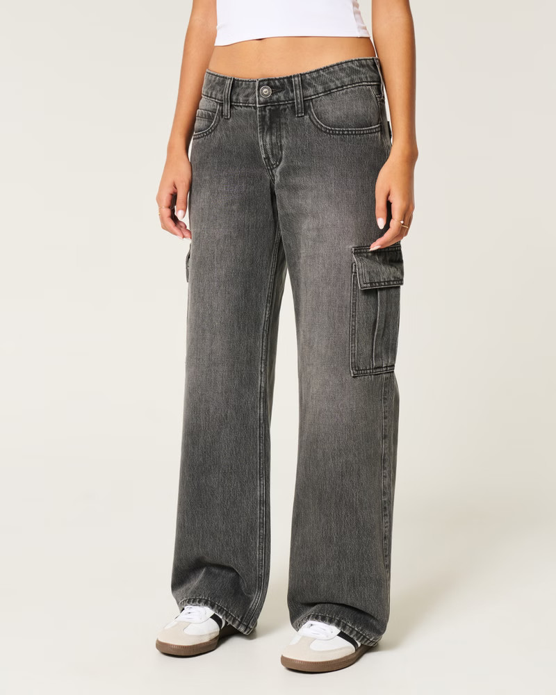 Women's Low-Rise Washed Grey Baggy Jeans | Women's Bottoms | HollisterCo.com | Hollister (US)