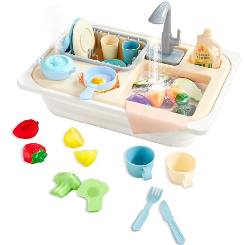 Beright Play Kitchen Sink Toys, Toddler Sink Toys with Upgraded Faucet, Pretend Play Toys Running Water, Perfectly Matched with Beright Sensory Table | Amazon (US)
