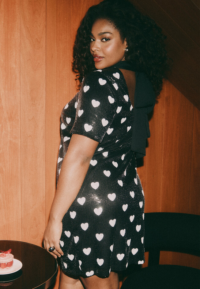 Mini Heart Sequin Dress | Eloquii