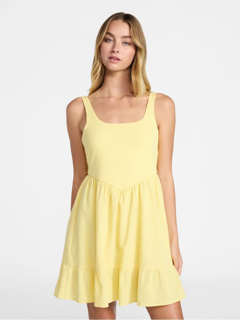 No Boundaries Mixed Media Mini Dress, Women's XXS-XXL | Walmart (US)