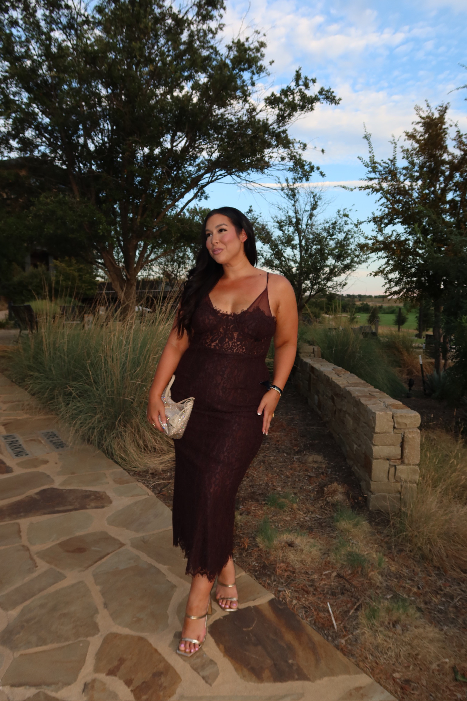 Wore this at LTK Con at a little after party! Obsessed with the lace detailing on this. midsize fashion, fall dress, fall wedding guest dress, lace dress, brown fall dress 

 #LTKSeasonal #LTKMidsize