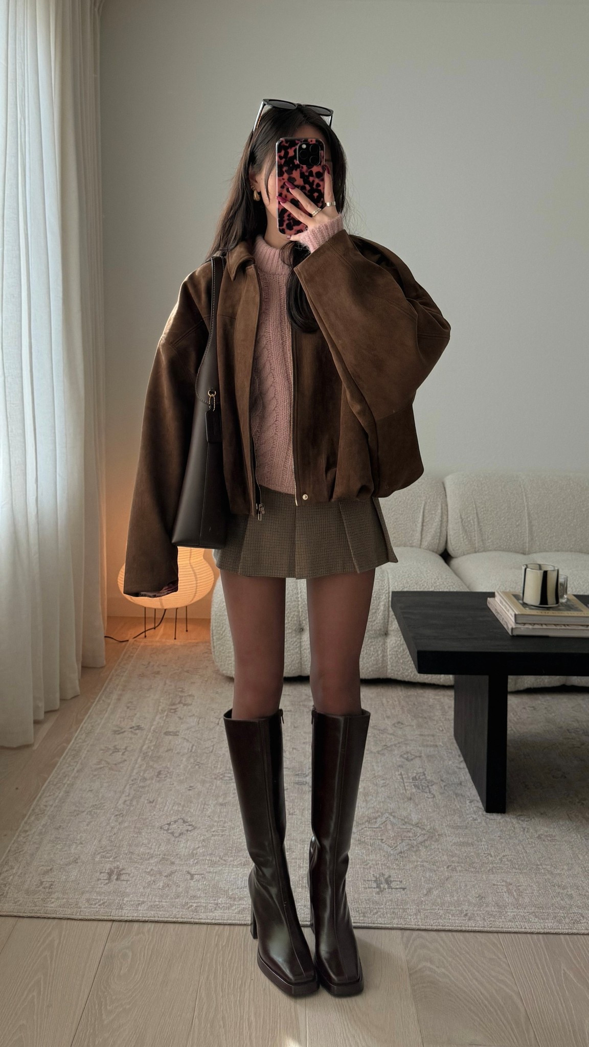 jacket size S, sweater is size xs, pleated skort is size xxs, tights are color mocha 

#LTKootd