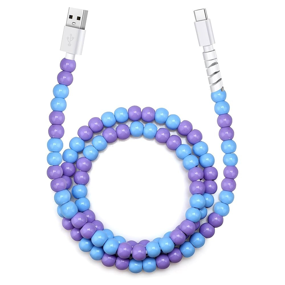 Aolcev USB C Cable 66W Fast USB A to USB C Charging Cord 3.3FT Cute Beaded Phone Charger Cable US... | Amazon (US)