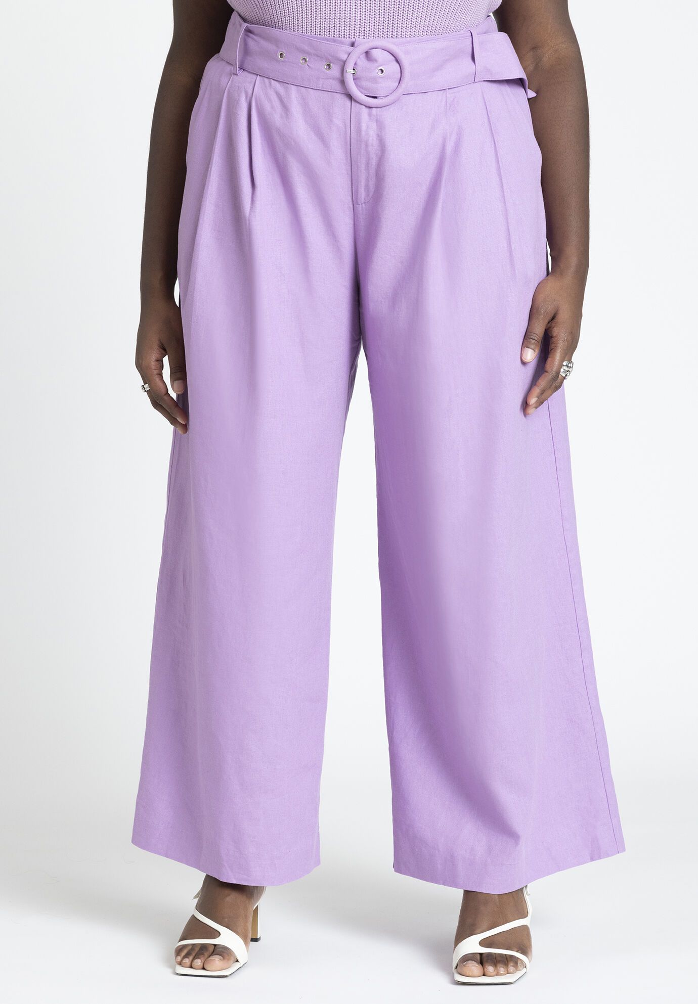Pleat Detail Pant With Belt | Eloquii