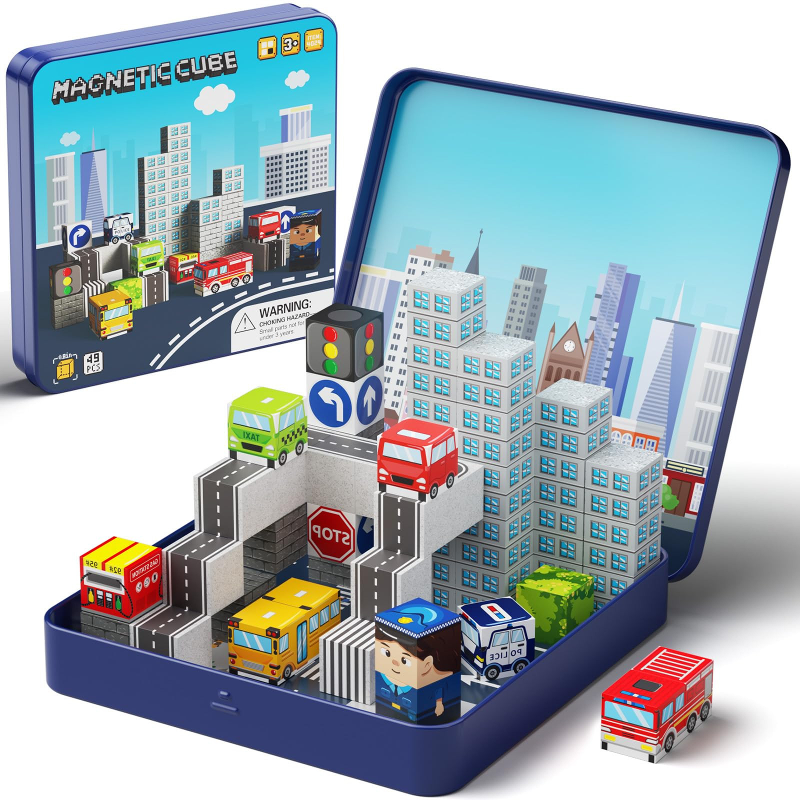 City Traffic Magnetic Blocks Set,Child-Safe STEM Toys with Fully Encased Magnets Non-Toxic & Chok... | Amazon (US)