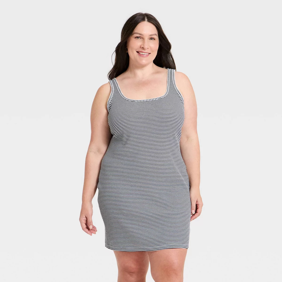 Women's Knit Mini Bodycon Dress - Universal Thread\u2122 Navy Blue Striped 2X | Target