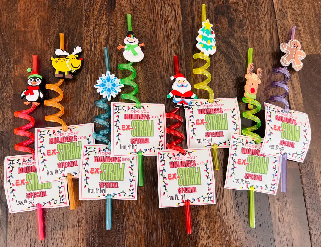 Christmas/holiday Crazy Straws *assembled & Personalized - Etsy | Etsy (US)