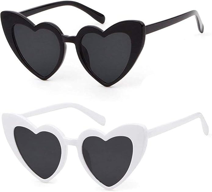 Love Heart Shaped Sunglasses for Women - Vintage Cat Eye Mod Style Retro Glasses | Amazon (US)