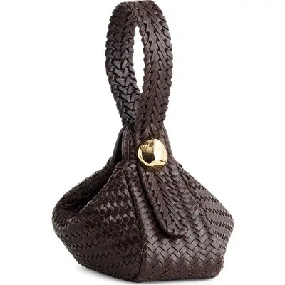 Madewell The Sculpted Metal Woven Leather Wristlet Bag in Coffee Bean at Nordstrom | Nordstrom