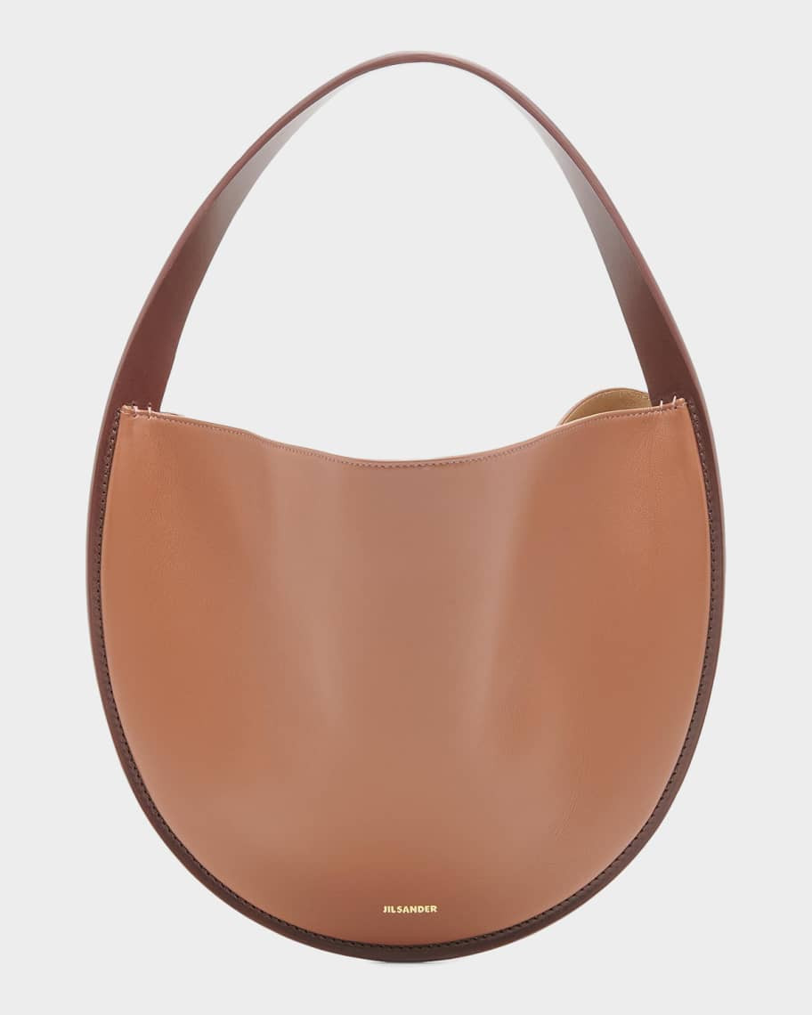 Jil Sander Pivot Oval Leather Hobo Bag | Neiman Marcus