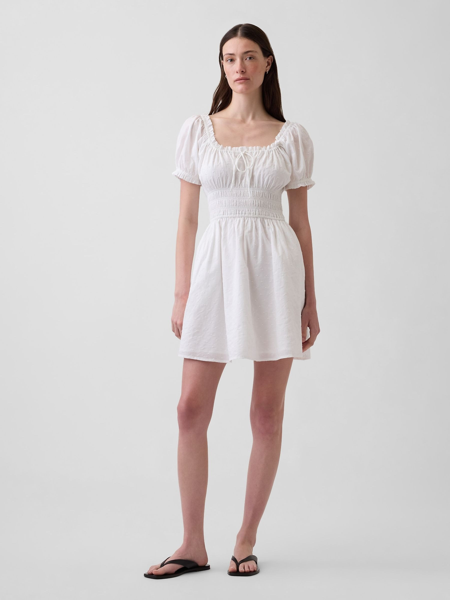 White Smocked-Waist Mini Dress | Gap | GAP UK