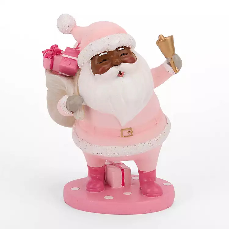 Pink Jolly Santa with Bell Figurine | Kirklands Home | Kirklands