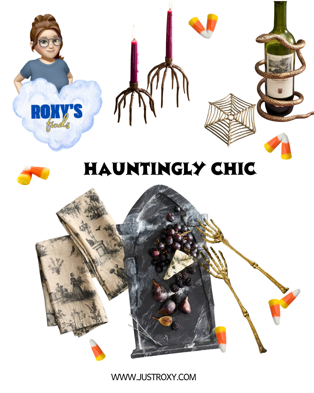 Spooky season, but make it elevated. 🖤
This hauntingly chic tablescape setup is perfect for fall dinner parties, Halloween get-togethers, or a moody night in with friends. From the marble tombstone board to the snake wine holder and those skeleton forks—every detail is a conversation starter.

#LTKHome #LTKTabletop #LTKHalloween #LTKEntertaining #LTKDecor 

 