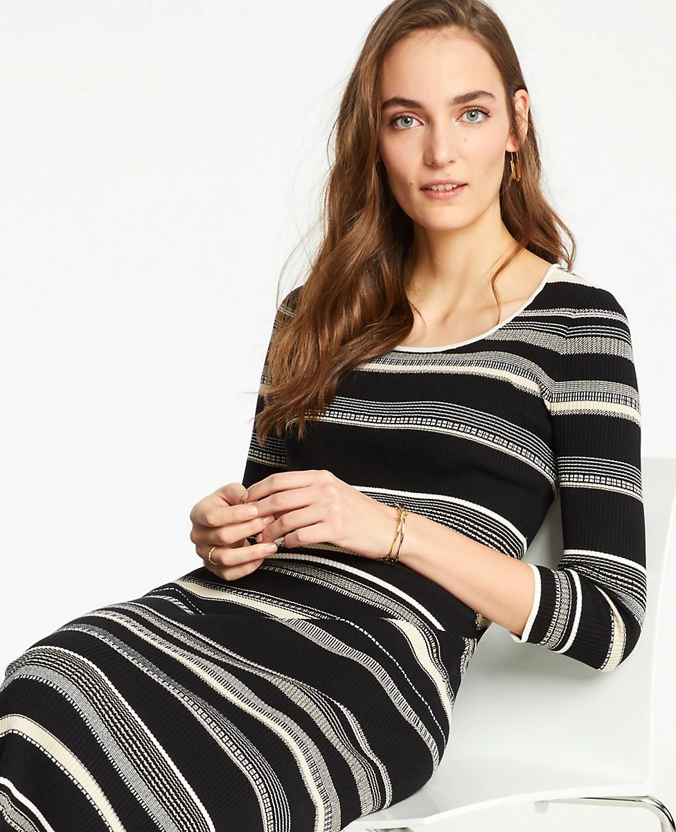 Striped Scoop Neck Sweater Dress | Ann Taylor (US)