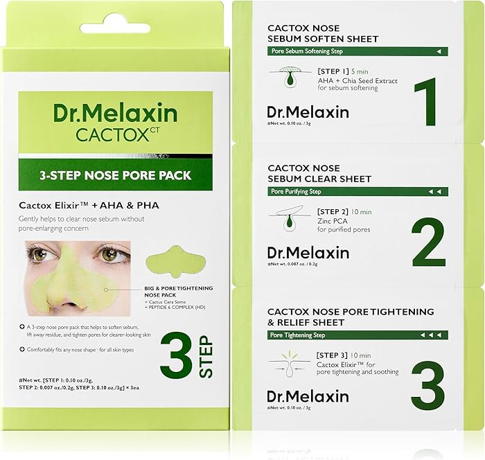 Dr.Melaxin CACTOX 3-STEP NOSE MASK PACK with AHA & PHA for Sebum Softening Pore Tightening Skin R... | Amazon (US)