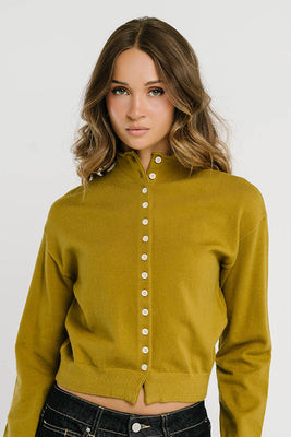 Maya Button Up Sweater in Chartreuse | Böhme US
