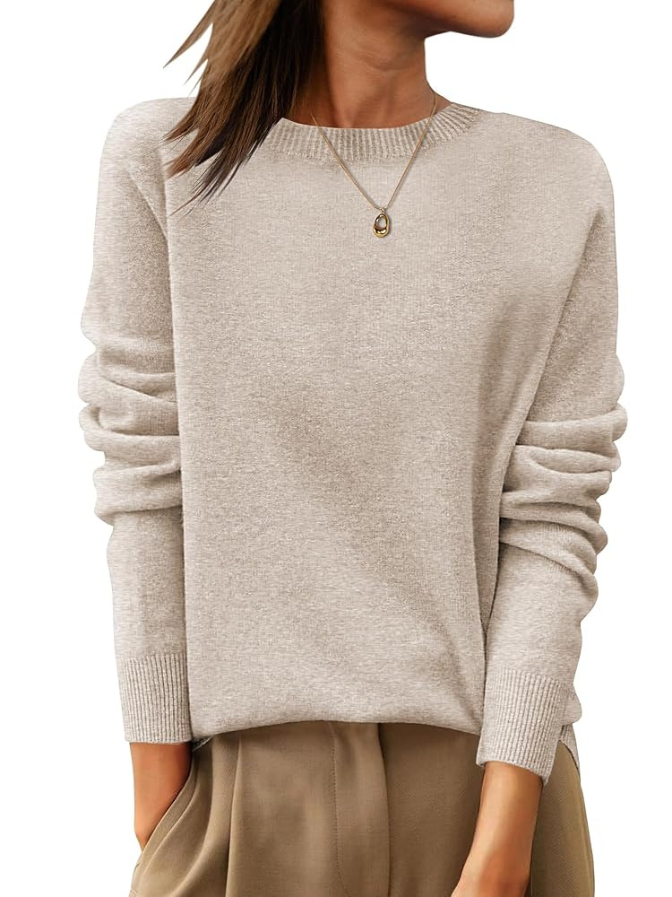 ANRABESS Womens 100% Wool Sweaters Crewneck Long Sleeve Work Business Casual Basic Sweater Tops 2... | Amazon (US)