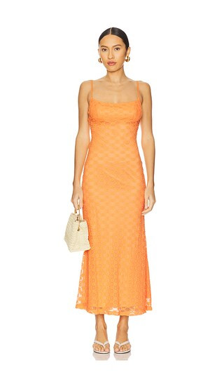 Adoni Mesh Midi Dress in Orange Sorbet | Revolve Clothing (Global)