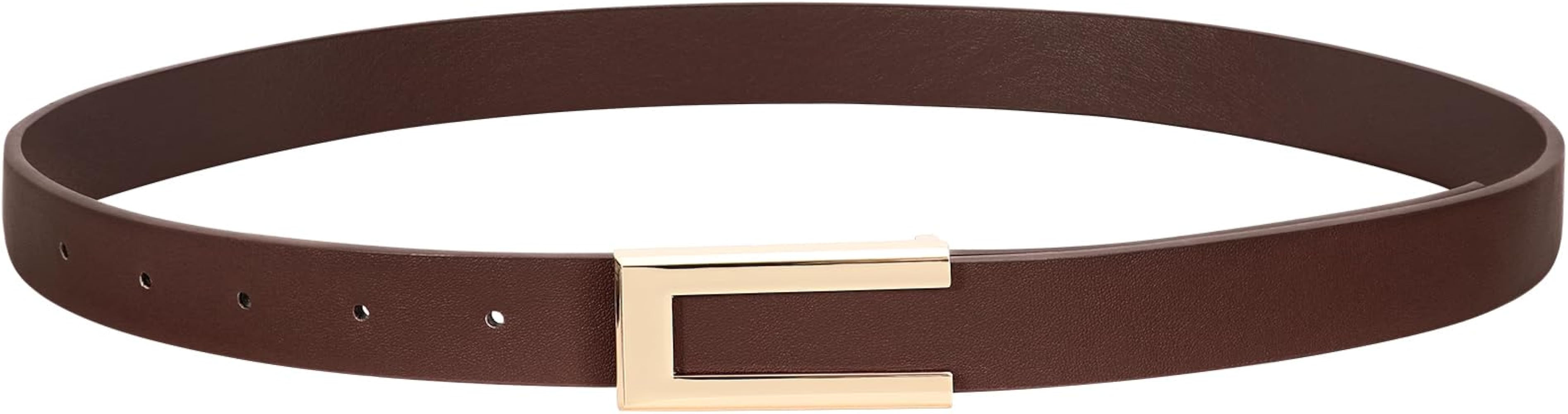 SUOSDEY Skinny Belt for Women, Thin Leather Belt Fashion Waist Belt for Dress Jeans with Gold Buc... | Amazon (CA)